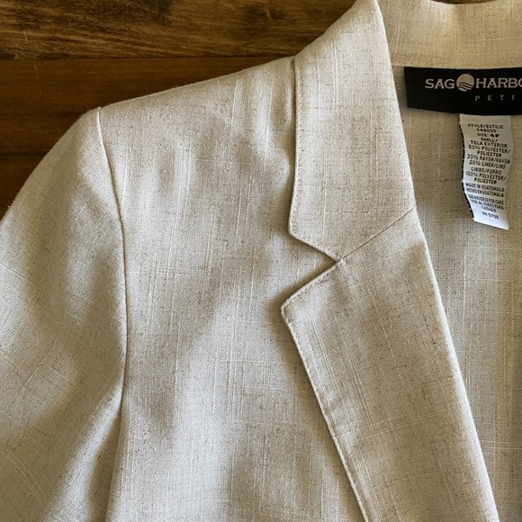 Vintage Sag Harbor Cream Linen-Blend Blazer Women’s 4P - Picture 4 of 12